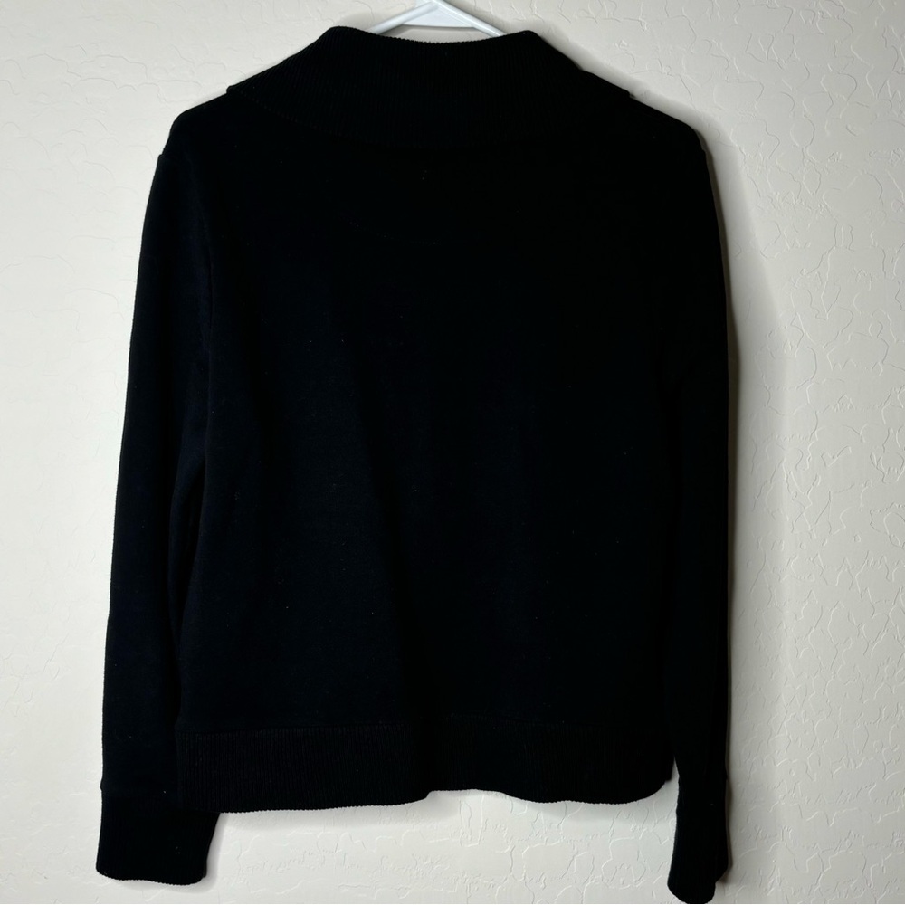Jones New York Signature Women’s Front Zip Knit  Jacket Black Size Petite Medium - Picture 2 of 5